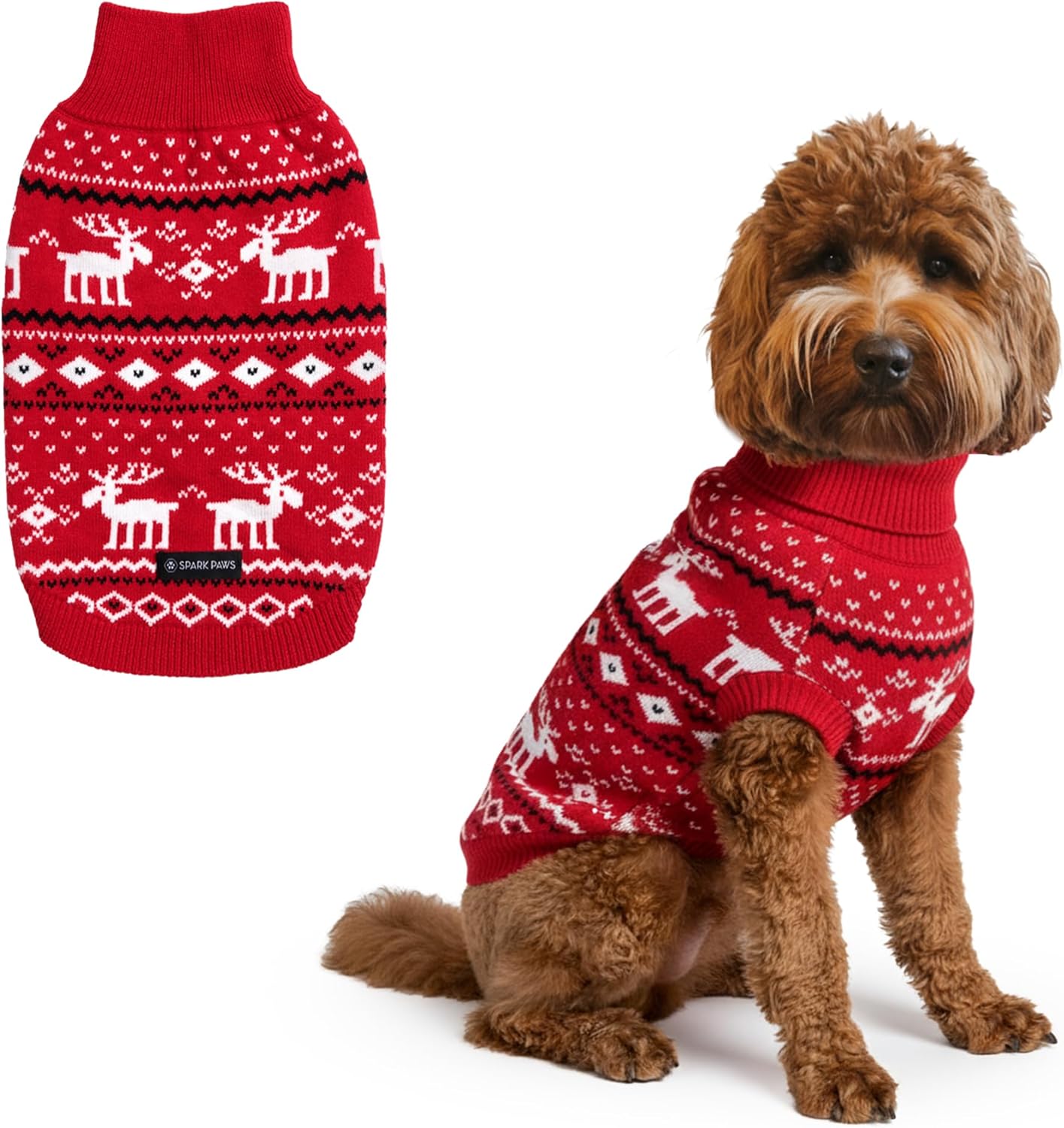 Spark Paws Christmas Dog Sweater – Ultra Soft Holiday Knit Sweater for Small, Medium & Large Dogs, Cute Pet Sweater for French Bulldogs & Big Dogs, Easy Potty V Cut Design Jacket - (Polar Bear, 3XL)