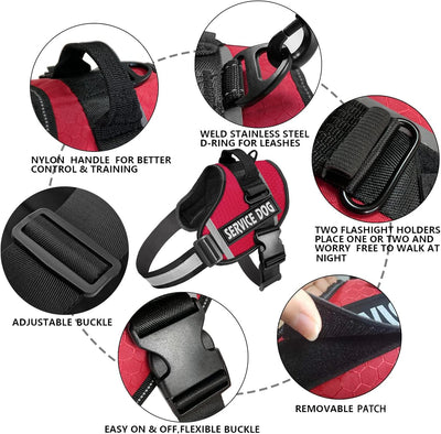 JSXD Dog Harness,No-Pull Service Dog Harness with Handle Adjustable Outdoor Pet Dog Vest 3M Reflective Nylon Material Vest for Breeds,Easy Control for Small Medium Large Dogs