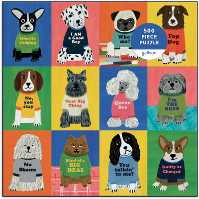 Galison Boss Dogs 500 Piece Family Puzzle from Galison - Featuring Bright and Colorful Illustrations, Perfect for The Whole Family to Enjoy Together, 20" x 20", Unique Gift Idea