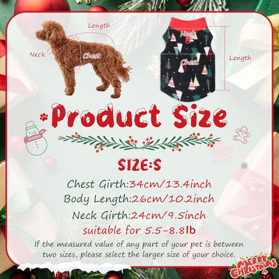 6 Pack Fleece Dog Sweater with Leash Ring Winter Dog Clothes for Small Medium Pets Pullover Vest for Walking Warm Soft Puppy Outfit for Cold Weather Christmas Pet Apparel(S,B Style)