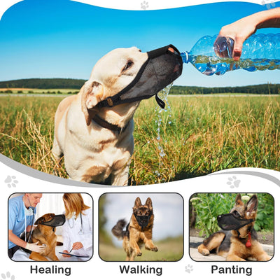 Dog Muzzle, Breathable Adjustable Muzzle for Small MediumLarge Dog, Bite Resistant Breathable, Allowes Drinking