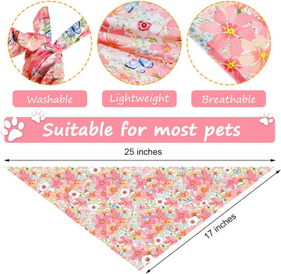 Weewooday 8 Pcs Floral Dog Bandana Spring Flower Pet Triangle Bib Scarf Daisy Rose Pet Bandana Suitable for Most Dog and Cat(Cute Pattern)