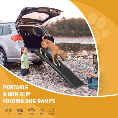 ZENY Rampas plegables portátiles para perros, para SUV, camión, rampa de coche, escalera para mascotas, rampa antideslizante para mascotas con rieles laterales elevados