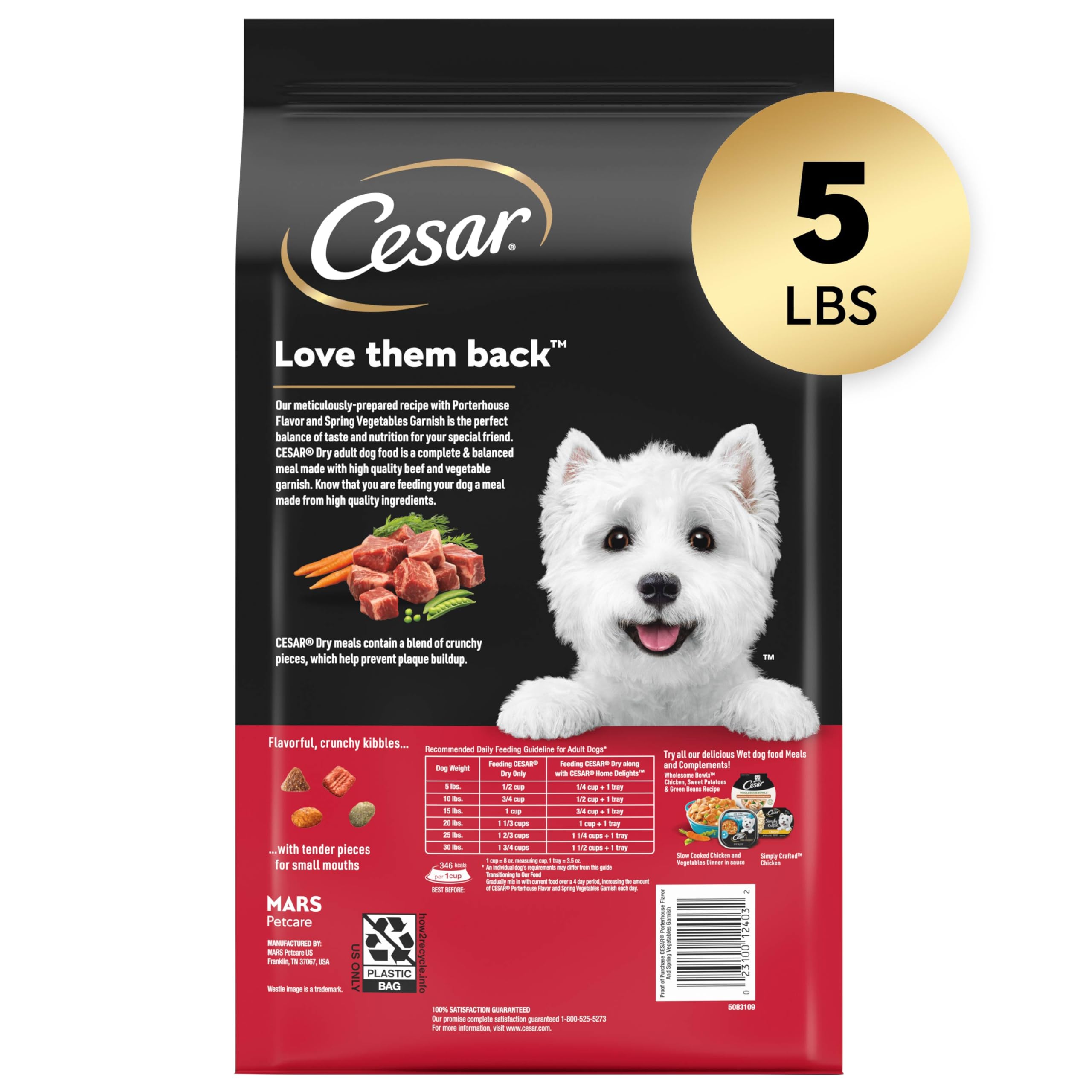 Cesar Small Breed Dry Dog Food Filet Mignon Flavor and Spring Vegetables Garnish, 12 lb. Bag