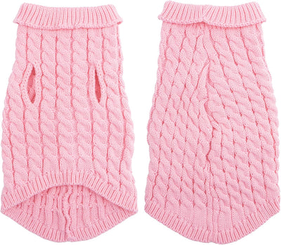 Pink M Dog Pullover Sweater - Turtleneck Knitwear for Small & Medium Dogs, Warm Clothes for Bulldogs, Poodles, Yorkshires, Cocker Spaniels
