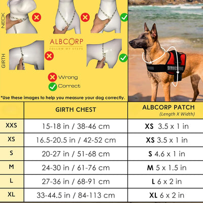 ALBCORP Service Dog Vest Harness - Reflective Woven Nylon, Adjustable Straps, Comfy Mesh Padding, Extra Small, RED