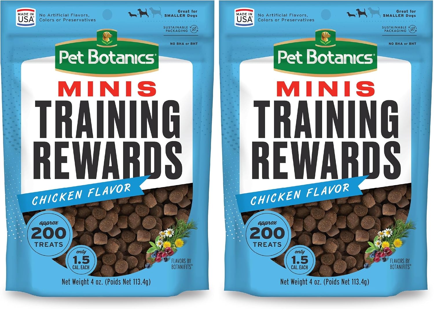 Pet Botanics 10 oz. Pouch Training Rewards Mini Soft & Chewy, Bacon Flavor, with 500 Treats Per Bag, The Choice of Top Trainers