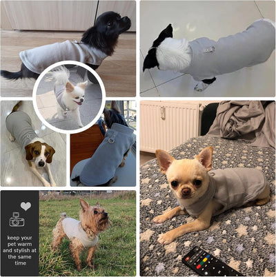 PETCARE Small Dog Sweater Cat Fleece Vest Soft Dog Jacket with Leash O-Ring Winter Warm Pet Pullover Coat Puppy Clothes for Small Dogs Cats Chihuahua Apparel Shih Tzu Costume, Grey