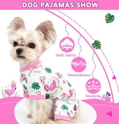 Summer Dog Pajamas Cute Dog Clothes for Chiahuahua Girl Puppy Pajamas Strenchy Doggie Onesie Pet Clothes with Four Legs Doggy Outfit Cat Onesie(Pink, Small)