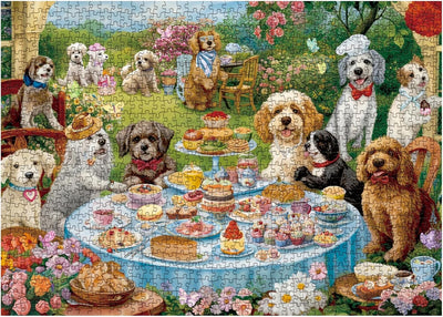 Funny Dog Puzzles for Adults, Dog Jigsaw Puzzle 1000 Piece, Picnic Puppy Food Puzzles (19.7 * 27.6 inches)