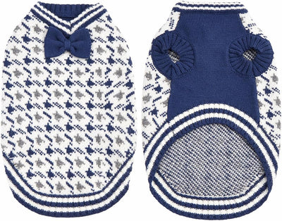 Dog Sweater for Small Dog Male Cold Weather Doggie Knitwear Sweater Pet Winter Knit Outfit Chihuahua Pocket Beagle Mini Dachshund Yorkie Schnauzer Clothes for Puppy Girls Boys (Blue, M)
