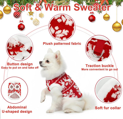 Dog Christmas Outfit,Christmas Clothes for Small Dog or Cat,Winter Sweater for Small Dogs & Cat Boy Girl,Holiday Pet Apparel (Red,M)