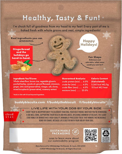 Buddy Softies Soft & Chewy Holiday Dog Treats with Gingerbread, 6 oz. Bag