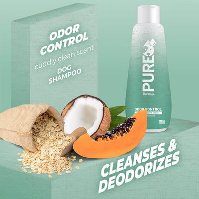 TropiClean Pure Odor Control Dog Shampoo, Perfect Deodorizing Dog Shampoo for Smelly Dogs, Tropical Papaya Scent, Made in USA, Puppy Safe, 22 oz.