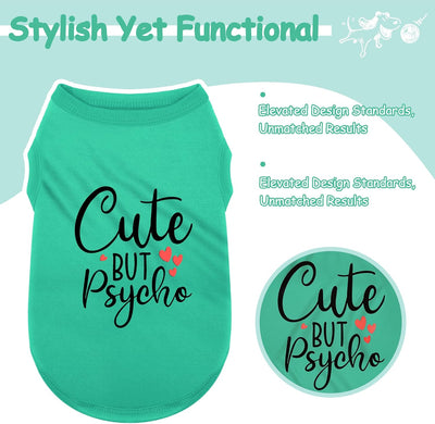 Expressive Polyester Dog Shirt Vest: Soft and Lightweight Puppy Shirt for Small and Medium Dogs, Featuring The Playful 'Cute but Psycho' Slogan Print Shirts Tank Top Red XS