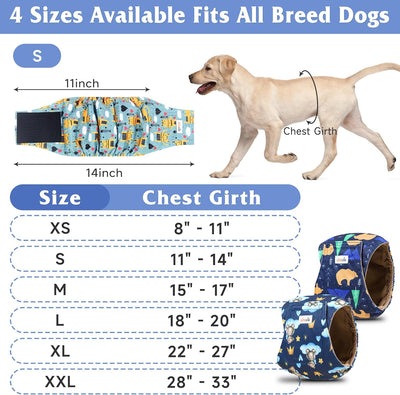 Paquete de 5 pañales reutilizables para perros machos, bandas para el vientre de alta absorción para perros machos, para perros en incontinencia o micción excitable, talla S