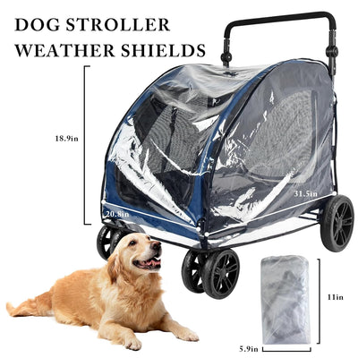Large Dog Stroller Rain Cover, EVA Transparent Waterproof Windproof Cover, Dog Wagon Pet Stroller Rain Cover for Outdoor