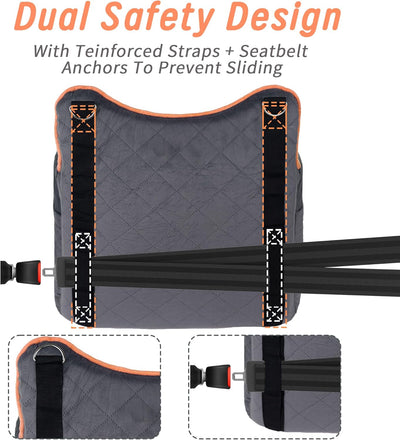 Dog Car Seat for Medium Sized Dogs 30 lbs, Safety Dog Booster Seat for Small Dogs with Secure Safe Buckles & Clip-On Leash, Soft Waterproof Washable Travel Doggy Car Seat with Storage Pockets(Gray)
