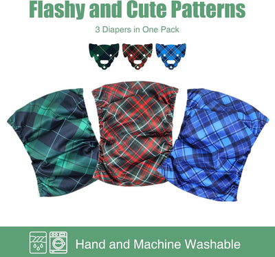 wegreeco Washable Male Dog Belly Band (Stylish Pattern) - Dog Diapers Male - Washable Male Dog Belly Wrap, Dog Diapers Male (Blue, Green, Red Plaid, S)
