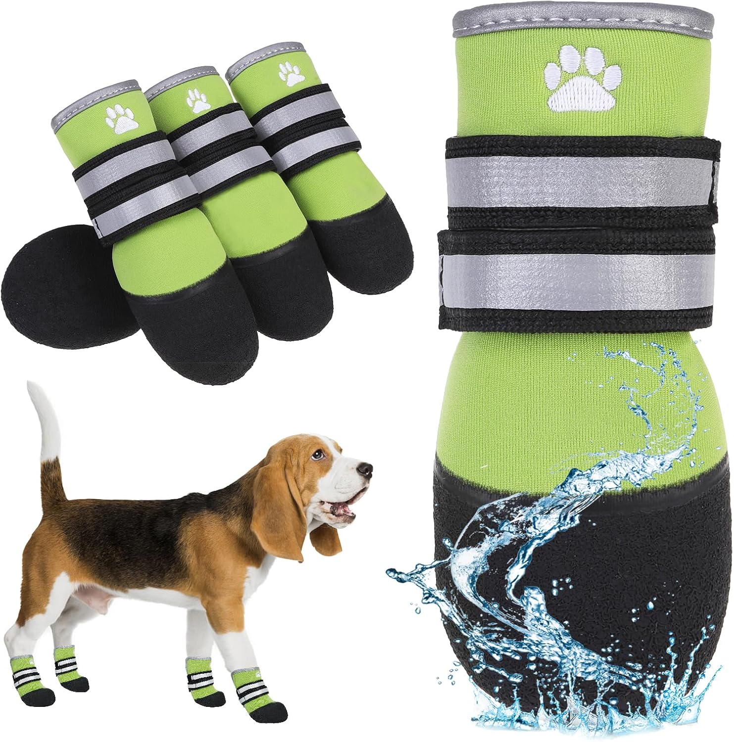 KOOLTAIL Dog Booties for Hot Pavement,Summer Dog Shoes for Small Medium Large Size Dogs, Waterproof Anti-Slip Dog Boots & Paw Protectors for Hardwood Floor,Indoor Outdoor Water Shoes,Pink