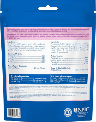N-Bone Mega-Bone Long-Lasting Dog Chews, Blueberry Pumpkin Muffin Flavor, 6count, 16.8oz