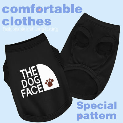 Personality Canine Attire: Soft, Lightweight Cotton Dog Clothes with 'The Dog Face' Print. Small and Medium Breeds, Perfect for Everyday Wear, Comfortable and Breathable Dog Shirt Grey M