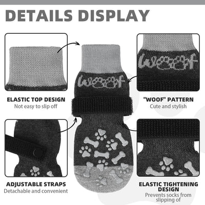 KOOLTAIL Dog Socks for Hot/Cold Pavement to Prevent Licking Paws,Dog Boots&Paw Protector for Hardwood Floors Anti Slip,Traction Control No Twist Grip Booties for Small Medium Large Senior Dogs M