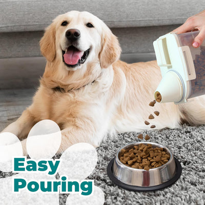 BarkNGo Airtight Dog Food Storage Container - 6.6Ib (3kgs/3Liter) Pet Food Storage Solution with Easy Pour Spout & Measuring Cup - Moisture-Proof Durable Design, Perfect for Dogs and Cats