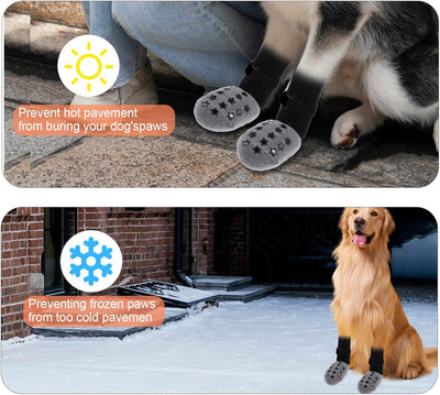 Non-Slip Dog Socks for Hardwood Floors, Strong Toe Grip Dog Booties and Paw Protectors for Hot Pavement and Prevent Licking Claw, Dog Shoes Dog Booties for Small Medium Large Senior Dogs