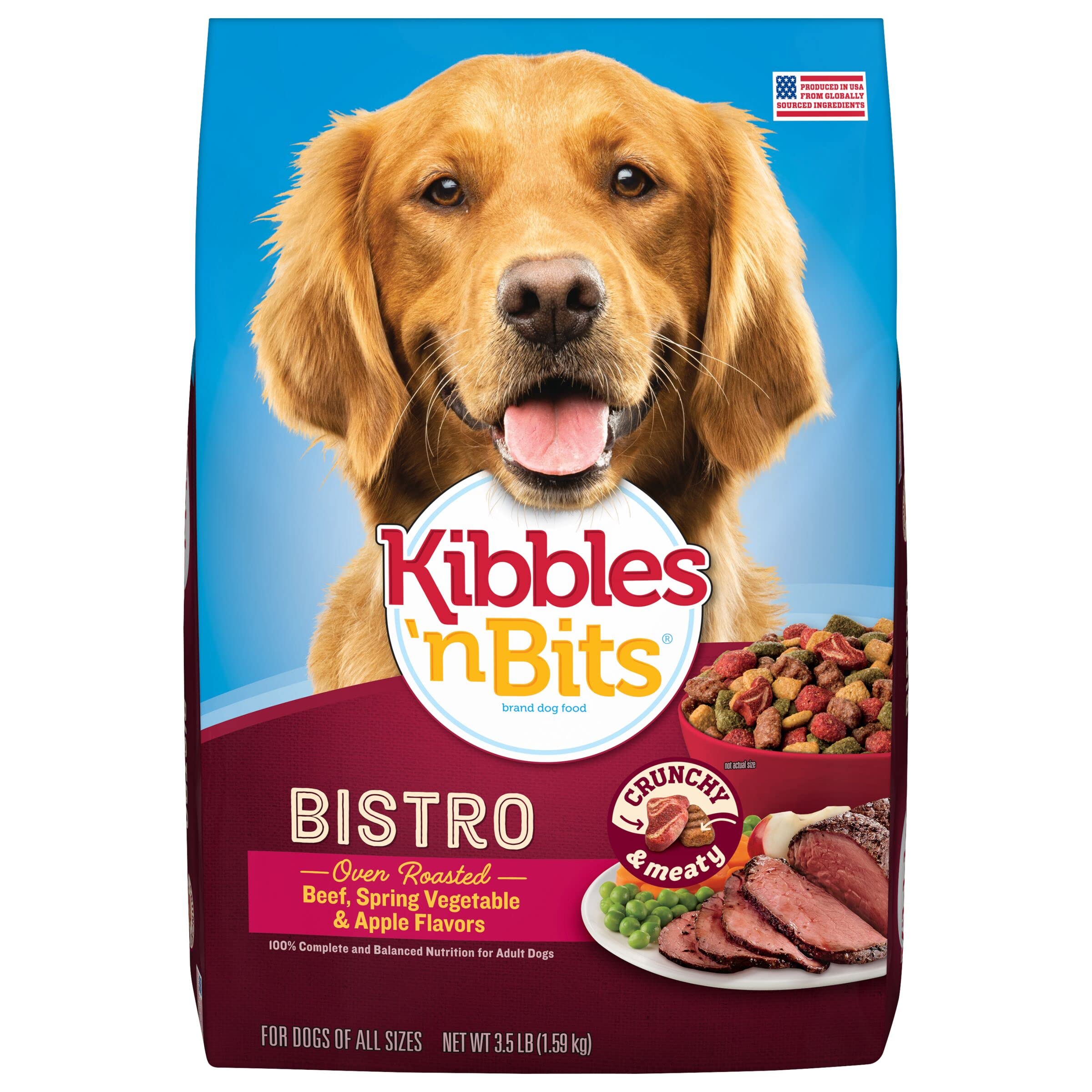 Kibbles 'n Bits Bistro Oven Roasted Beef, Spring Vegetable & Apple Flavors Dry Dog Food, 45 lb. Bag