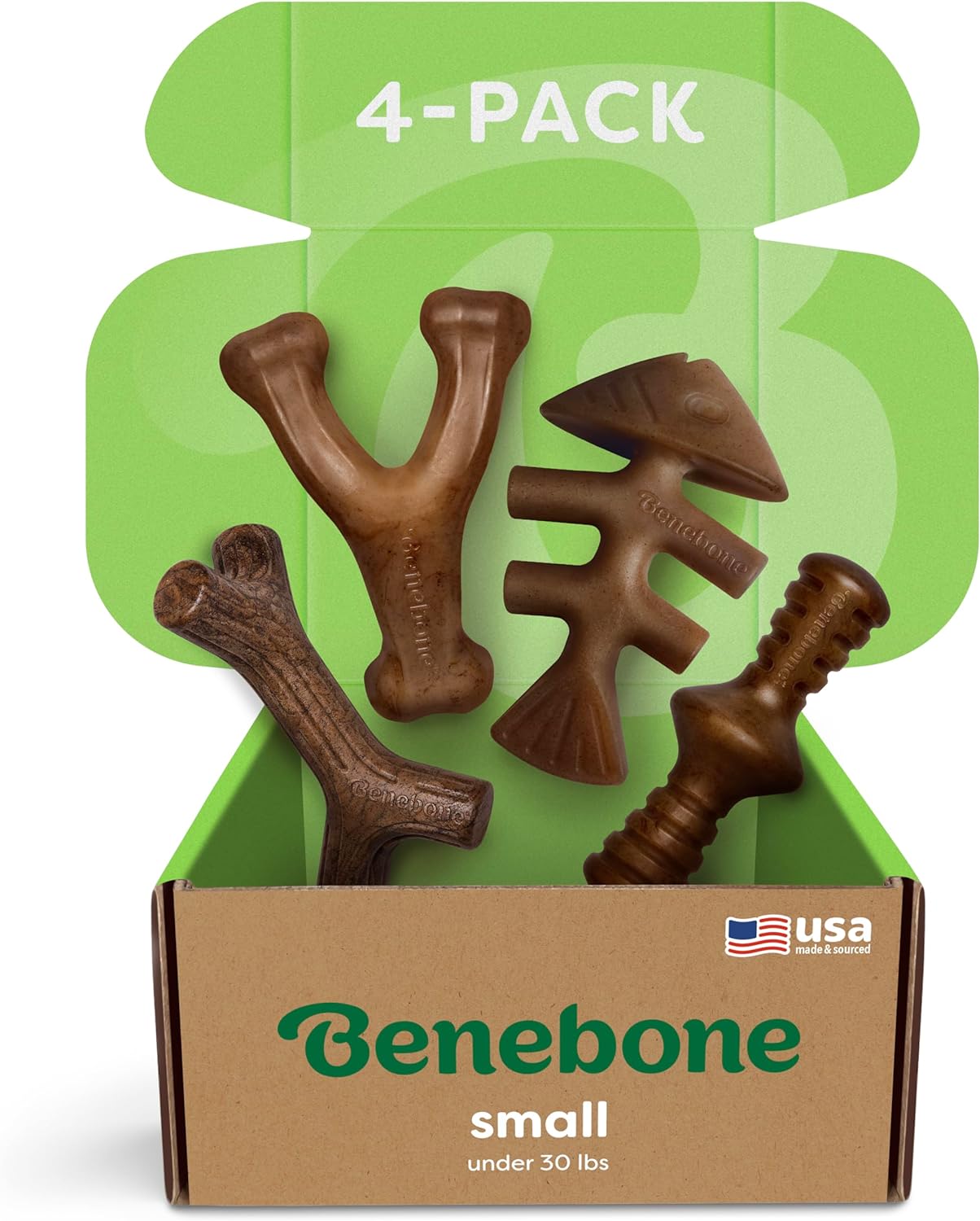 Benebone 2 Count (Pack of 1) Wishbone/Dental Durable Dog Chew Toys, Real Bacon, Made in USA, Small