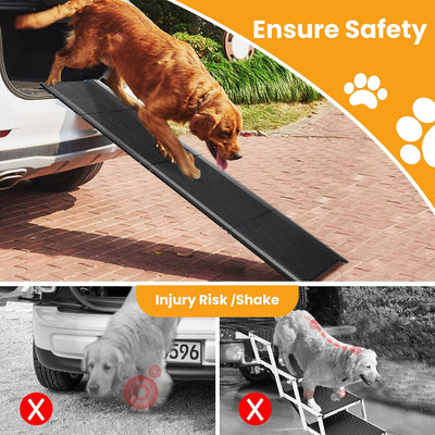 Rampa para perros para automóvil, 71 x 17 pulgadas, rampa para mascotas para perros grandes con superficie antideslizante, rampas extra largas para perros de hasta 250 libras para camiones, SUV