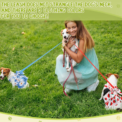 3 Pieces Dog Harness Dress and Leash Set Cute Female Dog Dresses Assorted Styles Puppy Clothes Breathable Polyester Pet Doggy Outfits Puppy Princess Skirt for Pet Dog Cat(Meidum)