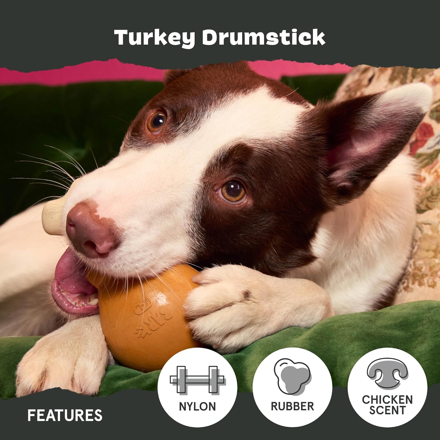 Barkbox Super Chewer Tough Dog Chew Toys for Aggressive Chewers, Dental Stimulating (Turkey - Large)