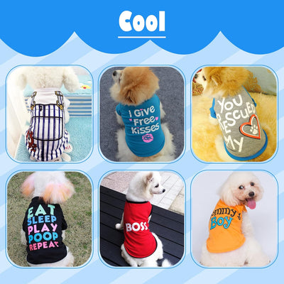 6 Pack Dog Clothes for Small Dogs Boy and Girl, Soft and Breathable Puppy Kitten Dog Shirts with Letters for Pet Cats, Summer Dogs' T-Shirts Apparel Sleeveless Vests for Chihuahua Yorkies