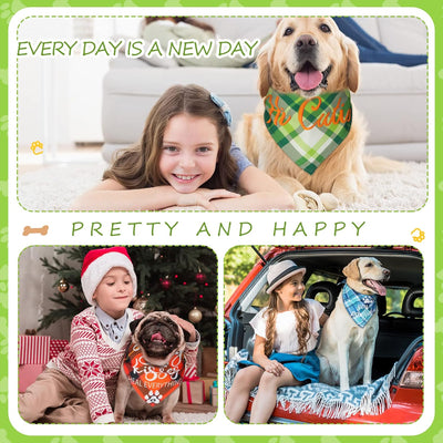 Buryeah 500 Pcs Plaid Dog Bandanas Bulk for Groomers Pet Scarf Puppy Bibs with Cute Sayings Adjustable Washable Pet Spring Summer Accessories for Small to Large Dogs Cats(Classic Plaid)