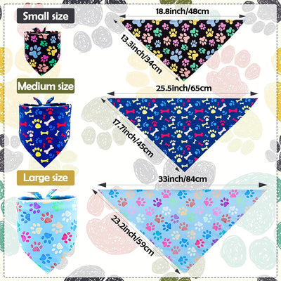 30 Pcs Paw Print Dog Bandanas Bulk for Large Dogs 33 Inch Stitch Dog Bandana Party Grooming Adjustable Scarves Triangle Bibs XLarge Pet Scarf L