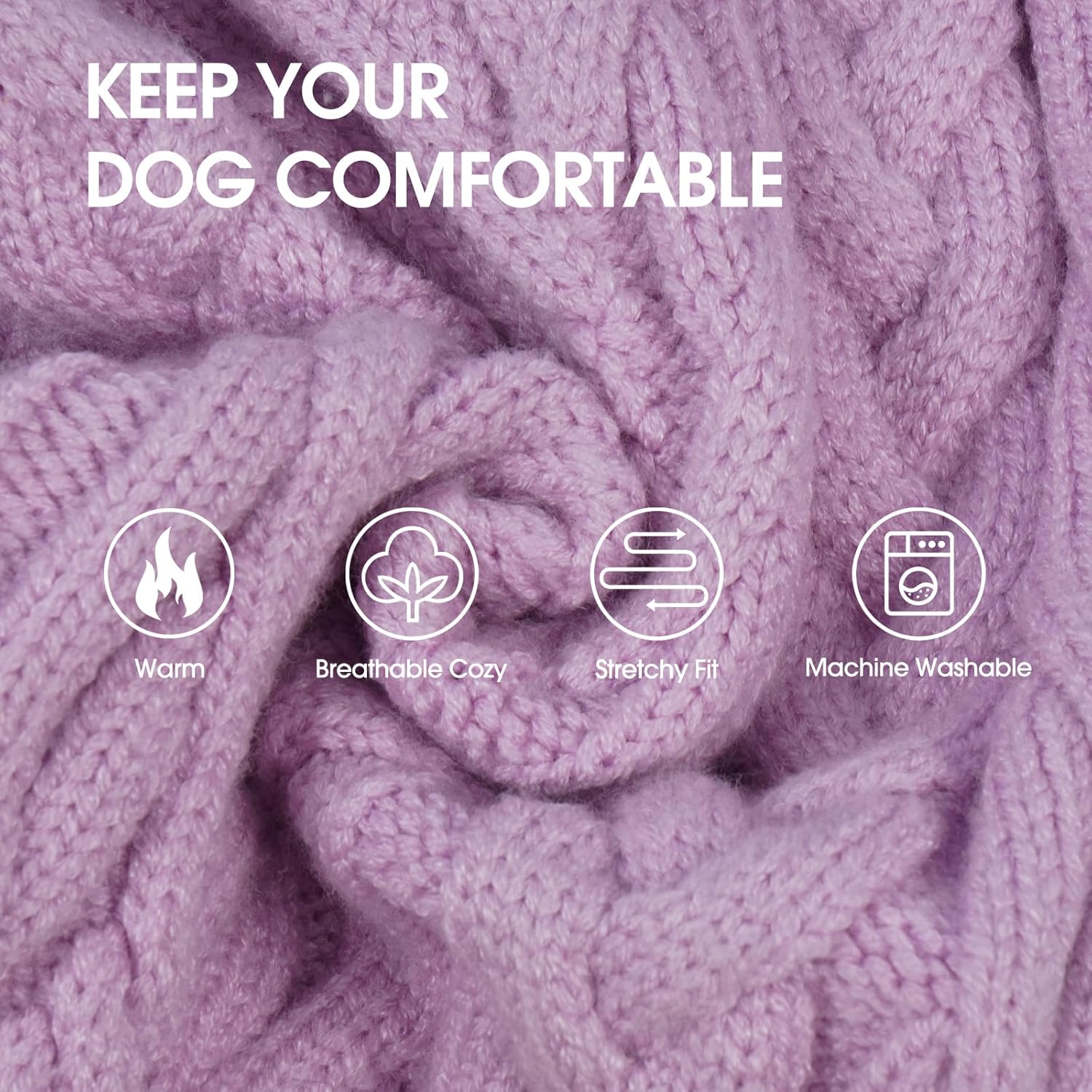 IECOii Big Girl Dog Sweater Dress, Cable Knit Sweater for Extra Large Dogs Girl,Purple,4XL, Cute Dog Warm Dress for Fall Winter, Good Stretcy Fit Knitwear for Giant Breed Dogs Female Indoor & Outdoor