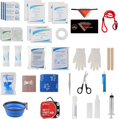 Dog/Pet First Aid Emergency Kit - Compact Kit Includes 45 Pieces of Useful Emergency Items. BE Ready!