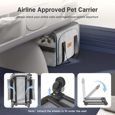 Western Home Cat Carrier with Wheels,Expandable Rolling Pet Carrier Airline Approved,Travel Dog Crate with Removable Base & Telescopic Handle Suitable for Traveling/Hiking/Camping