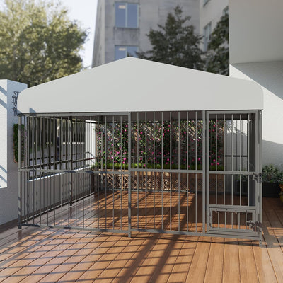 10x10x6 FT Outdoor Dog Kennel for Large Dogs, Large Dog Kennel Outside with Lock, Dog Enclosures with UV-Resistant Waterproof Roof Cover for Outside