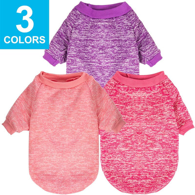 3 Pack Dog Sweater, Dog Sweaters for Small Dogs, Warm Soft Pet Clothes for Puppy, Medium Large Cat, Dogs Girl or Boy, Dog Shirt for Winter Christmas (Pink+Purple+HotPink, X-Small)