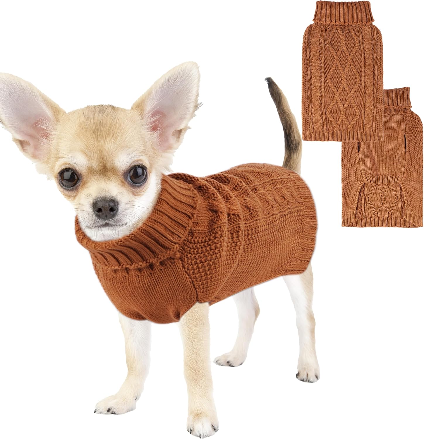 Dog Sweaters for Small Dogs XS Dog Sweater Winter Dog Clothes Boy Chihuahua Yorkie Sweater Warm Pet Clothes Knitted Solid Puppy Sweater Cat Sweater Doggy Turtleneck for Cold Weather (Blue, X-Small)