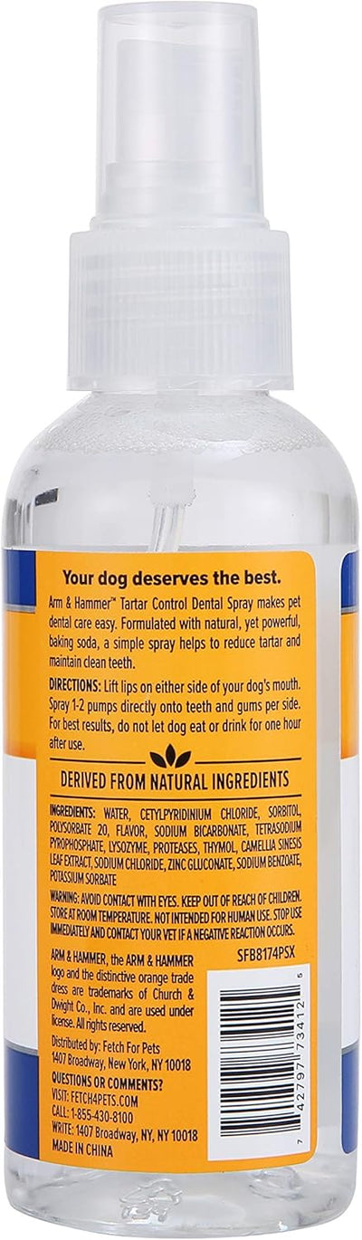 Arm & Hammer for Pets Tartar Control Dental Spray for Dogs, Mint Flavor - Dog Breath Freshener, Dog Plaque and Tartar Remover, Dog Dental Care and Teeth Cleaning, 4 Ounce