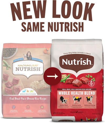 Nutrish Real Beef, Pea & Brown Rice Recipe Whole Health Blend Dry Dog Food, 6 lb. Bag, Packaging May Vary (Rachael Ray)