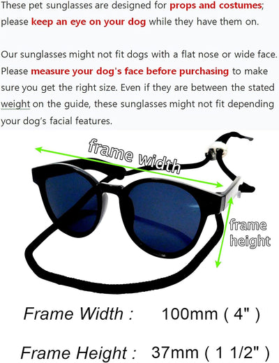 G014 Small Breed up to 15lbs Dog Cat Pet Puppy Panto Round Sunglasses (Panto Black)
