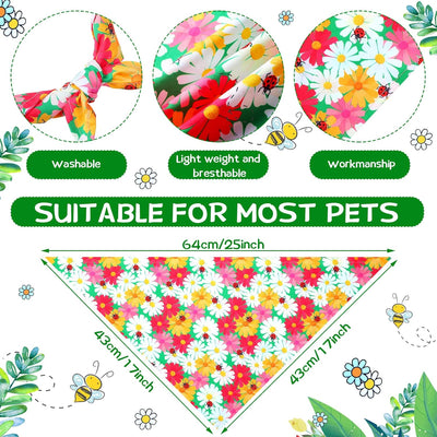 Eccliy 30 Pack Spring Flower Dog Bandanas Bulk Summer Soft Triangle Dog Scarfs Polyester Bandana Pet Costume Cute Scarf Bibs with Flowers Patterns for Small Medium Large