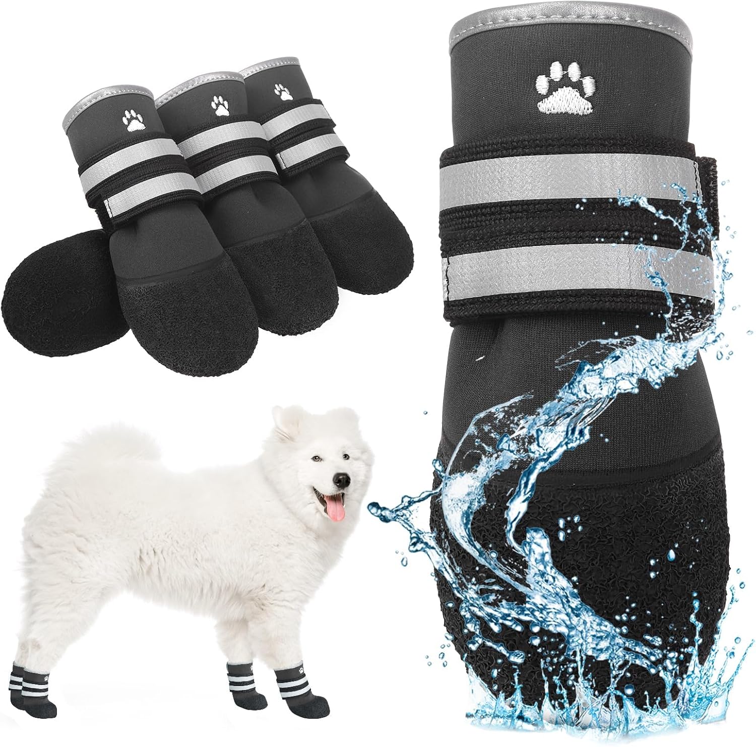 KOOLTAIL Dog Booties for Hot Pavement,Summer Dog Shoes for Small Medium Large Size Dogs, Waterproof Anti-Slip Dog Boots & Paw Protectors for Hardwood Floor,Indoor Outdoor Water Shoes,Pink