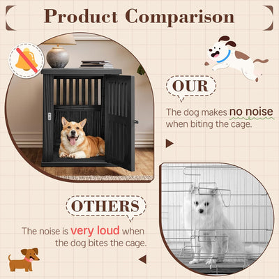 Dog Crate Furniture End Table - Decorative Corner Dog Crate Table for Small to Medium Dogs, Indoor Plastic Dog Crate with Lockable Latch (Black)