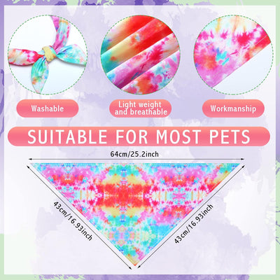 Weewooday 20 Pcs Tie Dye Dog Bandanas Bulk Washable Triangle Bibs Scarf Kerchief Puppy Neckerchief for Summer Large Dogs Girl and Boy Costume(Tie Dye,L Size)